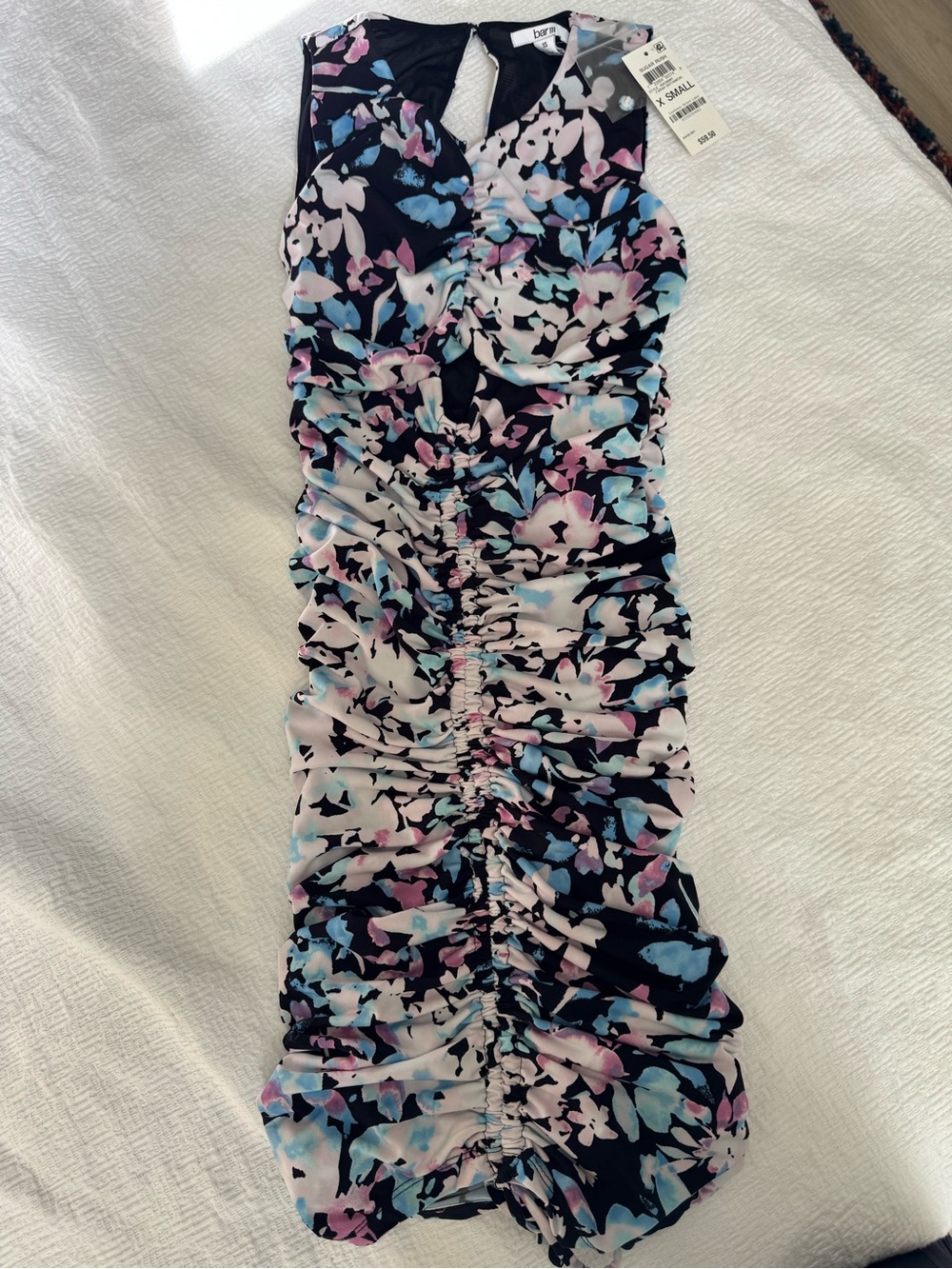 Bar III Floral Ruched Dress